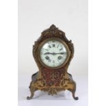 19th Century French Boulle work mantel clock, with a waisted form case with tortoiseshell and