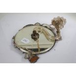 Mirror backed wall light, with circular mirror plate with a single branch and light fitting, 27cm