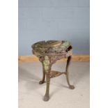 Late Victorian cast iron table, the circular top (AF), above figural legs and raised on three paw