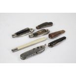 Seven late 19th Century and later penknives, to include a Mercury Inox knife with serrated blade