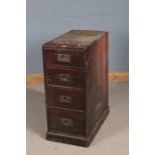 Late 19th century mahogany and pine chest, fitted four graduating drawers with sunken brass handles,