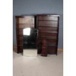 Late Victorian mahogany bookcase, with fluted edging and five shelves, 114cm wide x 129cm high