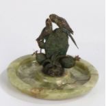 Mid 20th Century cold painted bronze group, in the form of two perched Parakeet's on a