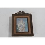 19th Century miniature portrait on ivory, of a young lady wearing a white dress, signed Berval,
