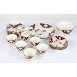 19th Century porcelain tea service, decorated in the imari style, consisting of six tea cups, six