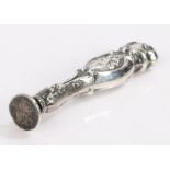 Art Nouveau silver desk seal, the scroll cast handle with central depiction of dancing maidens, 9.