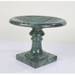Grand tour style green marble tazza, the green dished circular top above a tapering stem and