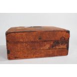 Victorian tan leather writing box, with recessed carrying handle and Bramah lock (box locked with no