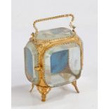 Palais Royale style gilt ormolu pocket watch casket, having a hinged door with plush interior,