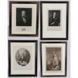 A collection of four engravings, to include Sir Walter Scott, engraved by William Walker from a