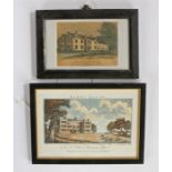 Two 19th Century coloured prints, depicting Stanfield Hall, 12.5cm wide, and Kirby Bedon, 18.5cm