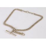 Silver watch chain, maker William Aitken, with sliding T bar, 44cm long, 2.5oz