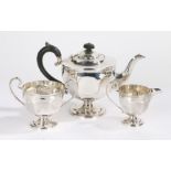 George V silver three piece tea set, Sheffield 1912, maker Sibray, Hall & Co Ltd (Charles Clement