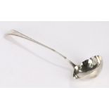 George III silver ladle, London 1791, maker Peter and Anne Bateman, with reeded handle, 33cm long,