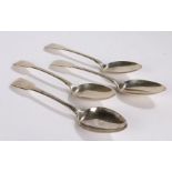 Set of four George III silver tablespoons, London 1807, maker Thomas Wilkes Barker, the fiddle