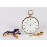 Late 19th century French gold, blue enamel and diamond set pendant fob watch, by Le Roy & Fils,