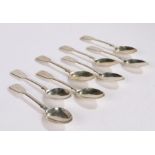 Set of eight Victorian silver teaspoons, London 1871, maker H J Lias & Son (Henry John Lias &