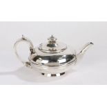 George III silver teapot , London 1805, maker William Stroud, of flattened melon form, the loop