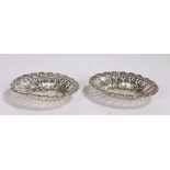 Pair of George V silver bonbon dishes, Chester 1908, maker George Nathan & Ridley Hayes, of oval