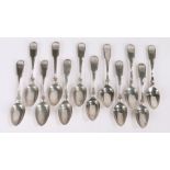 Set of twelve George III Scottish silver teaspoons, Edinburgh 1814, maker Alexander Henderson, the