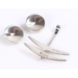 Pair of Sterling silver pair of ear clips, possibly by Stefan Andersen for Georg Jensen (no.136c)