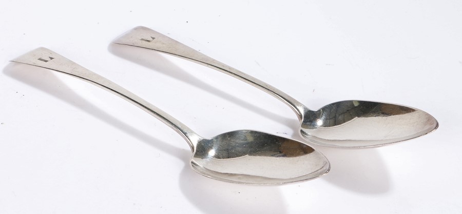 Pair of George IV silver table spoons, London 1825, maker Jonathan Hayne, the old English pattern