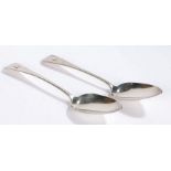 Pair of George IV silver table spoons, London 1825, maker Jonathan Hayne, the old English pattern