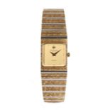 Raymond Weil ladies gold plated wristwatch, the signed gilt and silvered rectangular dial with