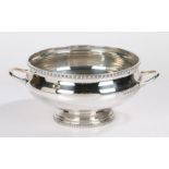 George V silver twin handled bowl, Birmingham 1933, maker Deakin & Francis, with gadrooned rim above