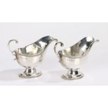 Pair of Edward VII silver sauce boats, Birmingham 1908, maker Williams (Birmingham) Ltd, with