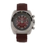 Falcon Chrono-200M Incabloc gentleman's wristwatch, the signed red dial with baton markers and two