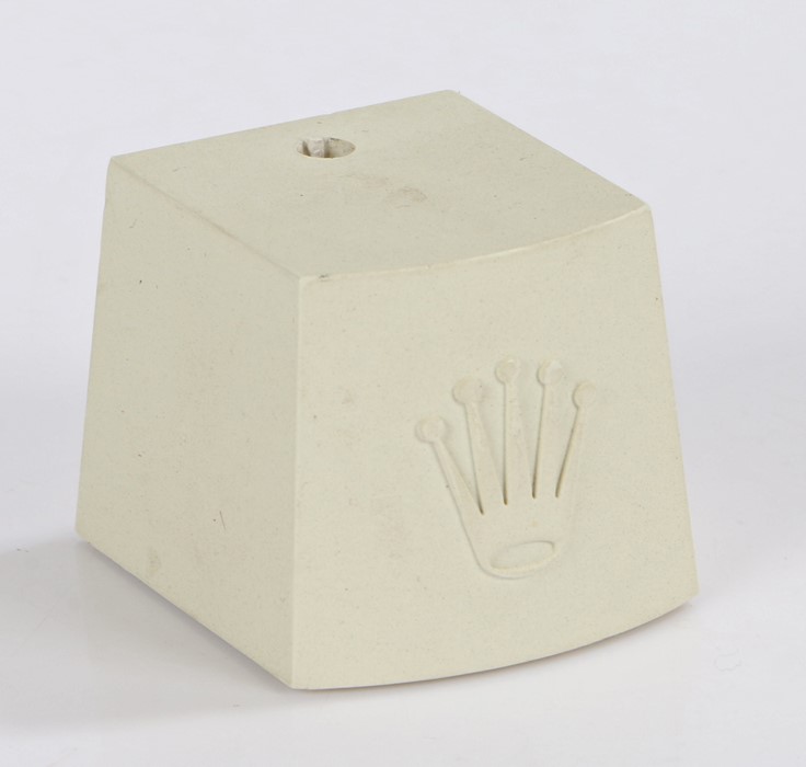 Rolex watch stand, with raised crown logo, 3.5cm high