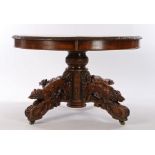 19th Century oak Black Forrest breakfast table, the circular top (formally extending) above a base