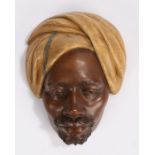 Friedrich Goldscheider Berber with turban wall mask, with a turban above a gentleman's face with a