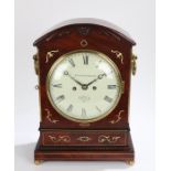 George III mahogany bracket clock by Felmingham of Eye, the dome top case with scrolled brass