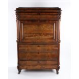 19th Century mahogany secretaire a abattant , the rectangular top above a frieze drawer and drop
