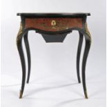 19th Century French boulle work work/dressing table, the serpentine shaped top with a central inlaid