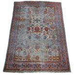 Old Persian Hamadan rug, the cream ground with foliate decorations, within multiple geometric