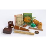 Collection of 19th Century sewing accessories, to include a needle case in the form of an