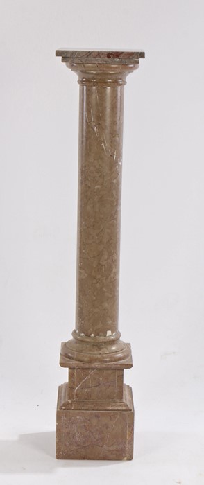 19th Century Tuscan marble column, the turned stem raised on a stepped square base, 109cm high, 21.
