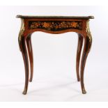 A fine mid 19th Century marquetry side table, the top with a marquetry scene using figured and