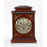 19th Century mahogany bracket clock, J.W. Benson, London, the gadrooned [pad top above bras inlaid