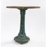 19th Century cast iron table, the associated circular maple top above the painted base with trailing