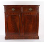 Victorian mahogany linen chest/cabinet, the rectangular top above a pair of drawers and a pair of