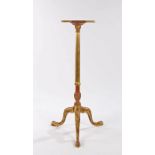 George III style giltwood torchere stand, in the 1770 manner, having an octagonal screw top, a