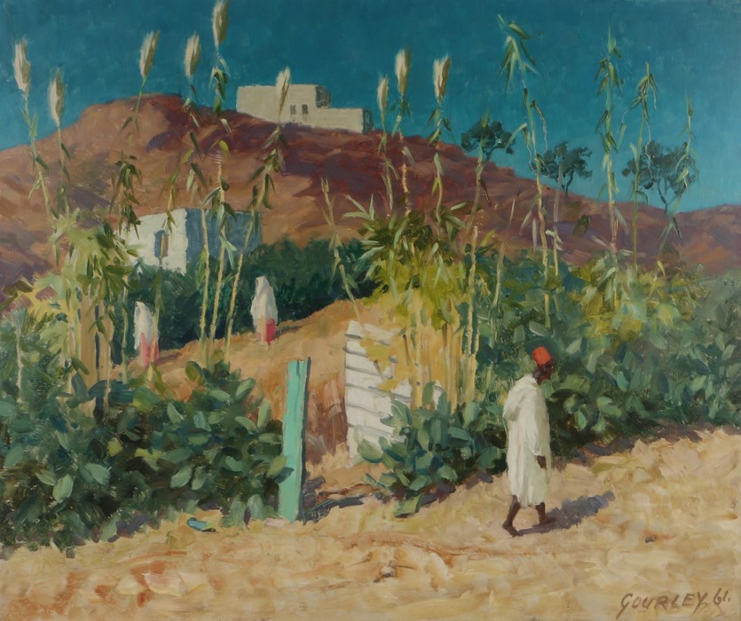 Alan Stenhouse Gourley, PROI (Scottish, 1909-1991) North African scene, signed oil on board, 75cm