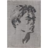 Sigmund Pollitzer (British, 1913-1982) Head of a Young Man, signed and dated 68, pen and wash,