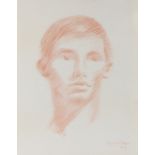 Sigmund Pollitzer (British, 1913-1982) Head of a Young Man, signed and dated 61, chalk, 48cm x