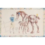 After John R Skeaping, Mare and Foal lithograph, Printed in England at the Baynard Press for