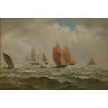 John Moore of Ipswich (British 1820-1902) Sailing boats, signed oil on board, 24cm x 16cm